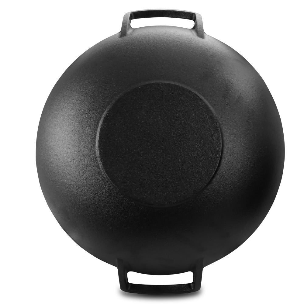 MegaChef Heavy-Duty Cast Iron Wok, 14in, Black