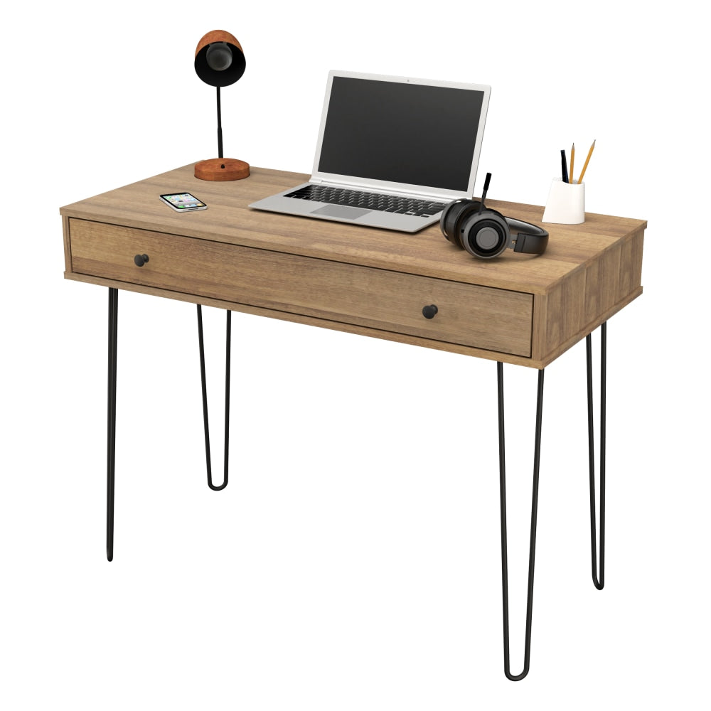 Inval 42inW Writing Desk With Large Accessory Drawer, Amaretto