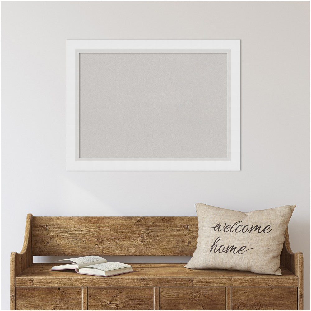 Amanti Art Cork Bulletin Board, 32in x 24in, Gray, Blanco White Wood Frame