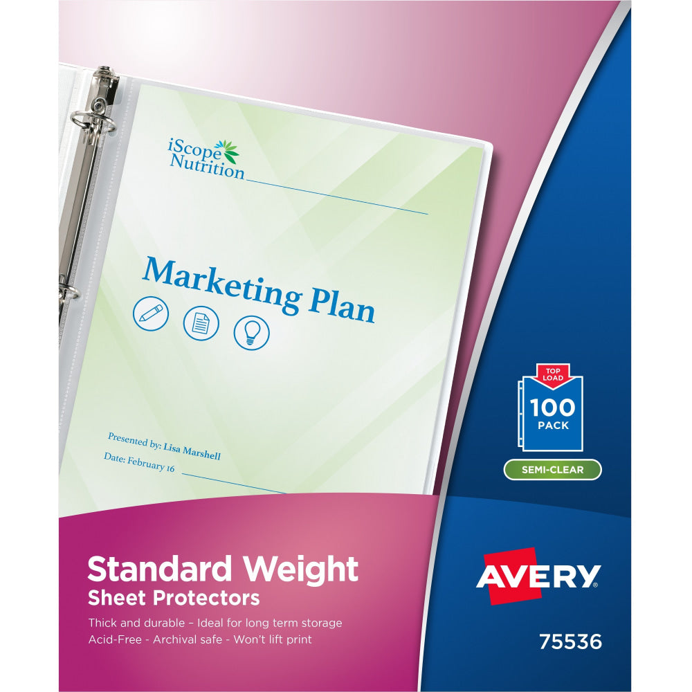 Avery Top-Loading Nonstick Sheet Protectors, Standard, Box Of 100