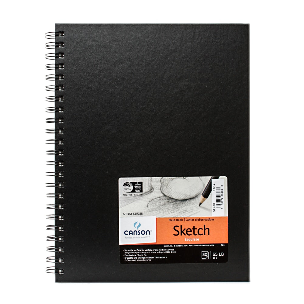 Canson Field Sketchbook, 9in x 12in, 80 Sheets, Black