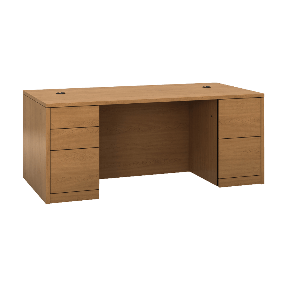 HON 10500 H105890 Pedestal Desk - 72in x 36in x 29.5in x 1.1in - 5 - Double Pedestal - Material: Wood - Finish: Harvest, Laminate