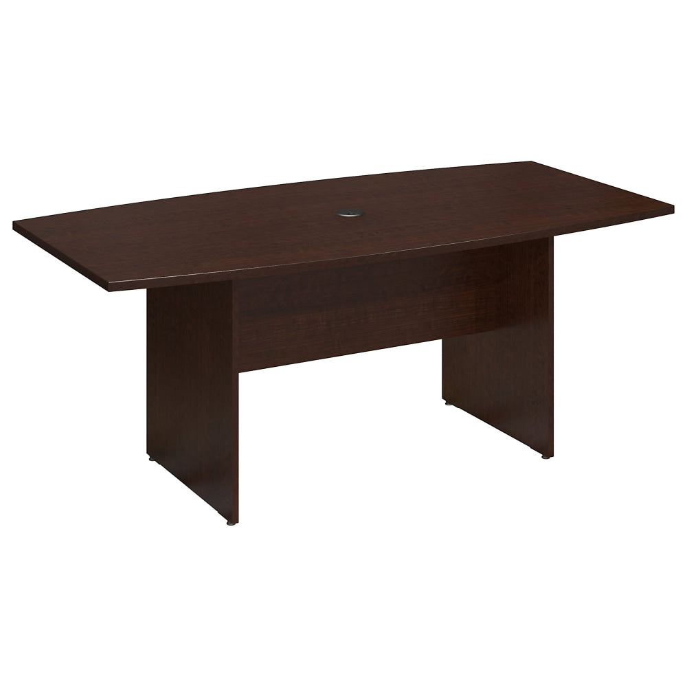 Bush Business Furniture 72inW x 36inD Boat Shaped Conference Table with Wood Base, Mocha Cherry, Standard Delivery