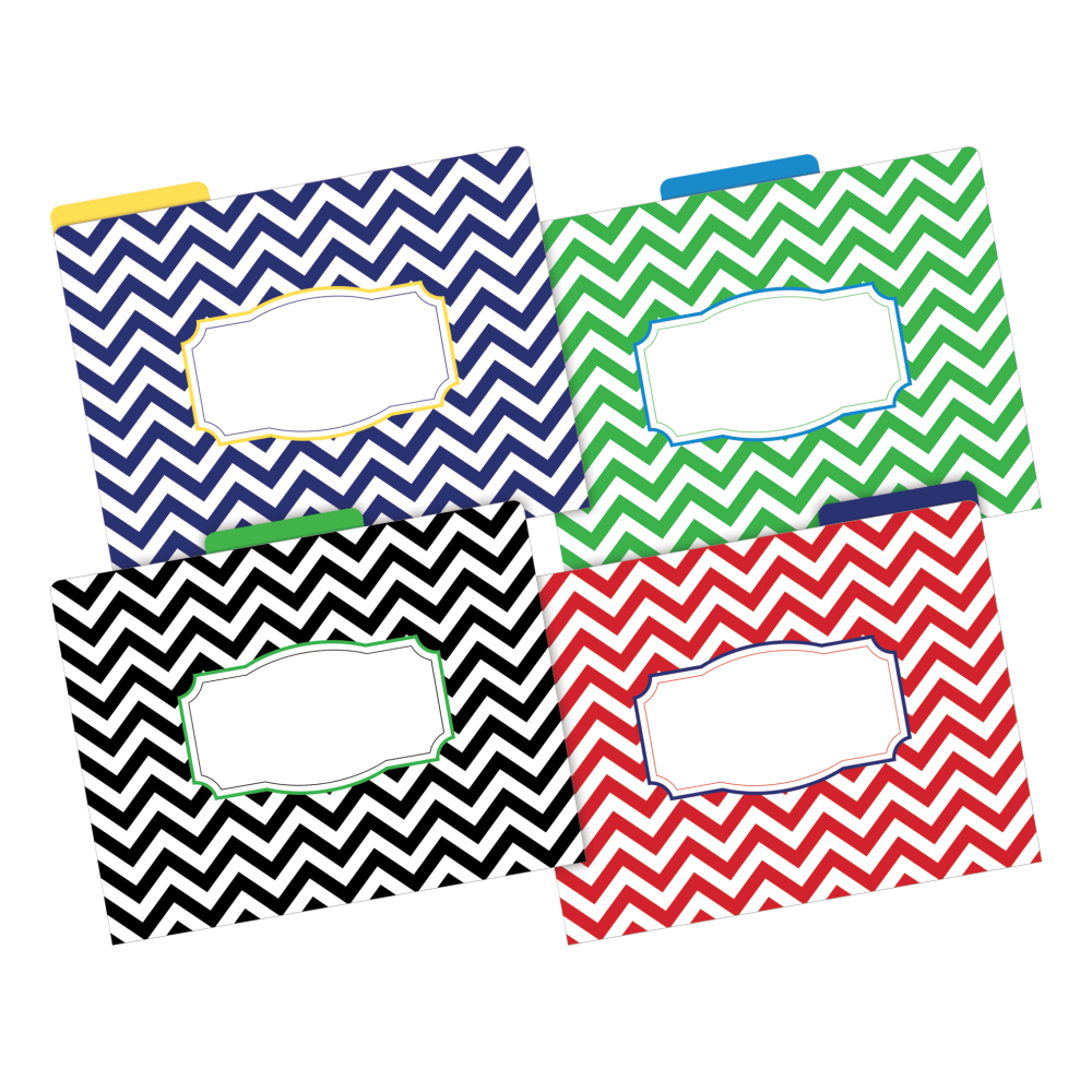 Barker Creek Tab File Folders, Letter Size, Nautical Chevron, Pack Of 36 Folders