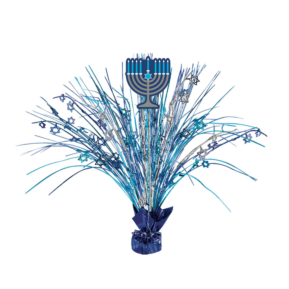 Amscan Hanukkah Large Spray Centerpieces, 18in x 9in, Blue, Pack Of 3 Centerpieces