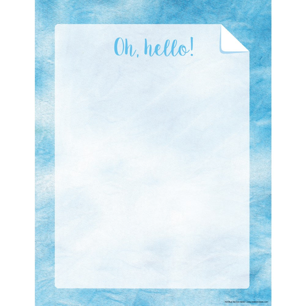 Barker Creek Designer Computer Paper, 8-1/2in x 11in, Blue Tie-Dye, Pack Of 50 Sheets