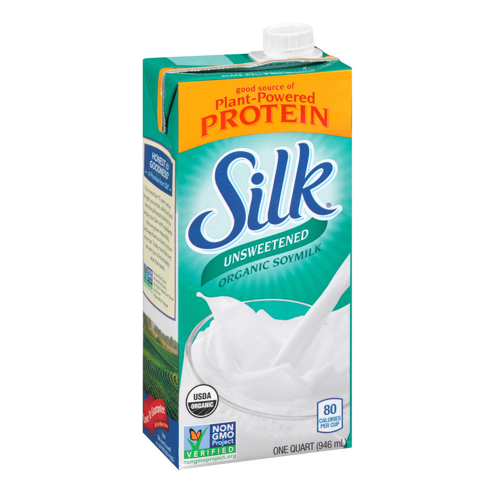 Silk Unsweetened Organic Soymilk, 32 Oz, Pack Of 3 Cartons