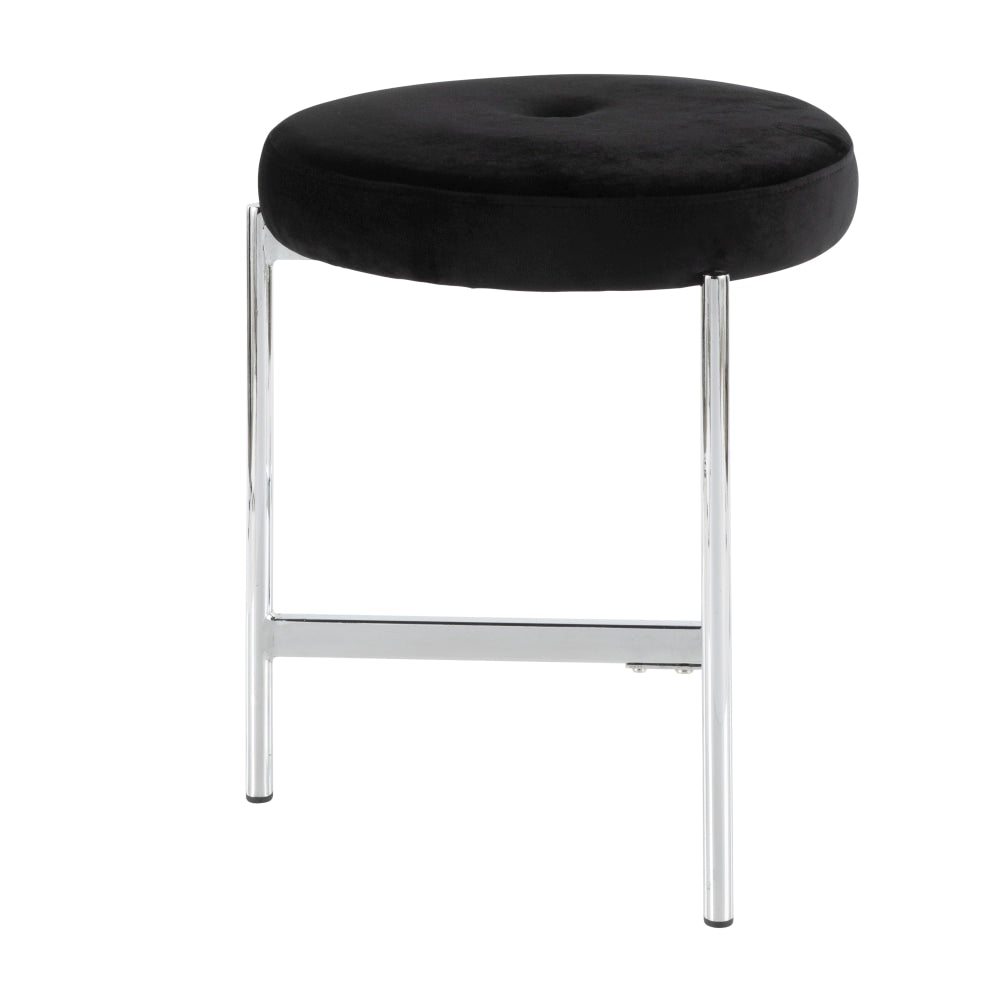 LumiSource Chloe Vanity Stool, Black/Chrome