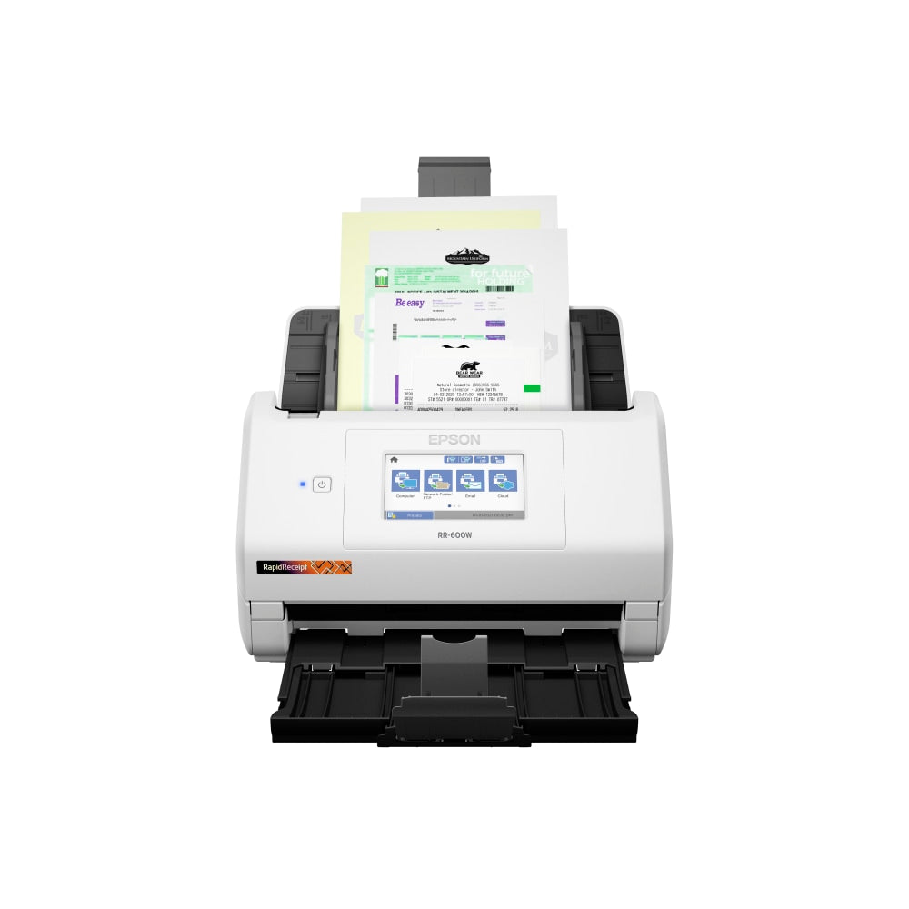 Epson RapidReceipt Wireless Touchscreen Desktop Receipt And Color Document Scanner With Auto Document Feeder, RR-600W