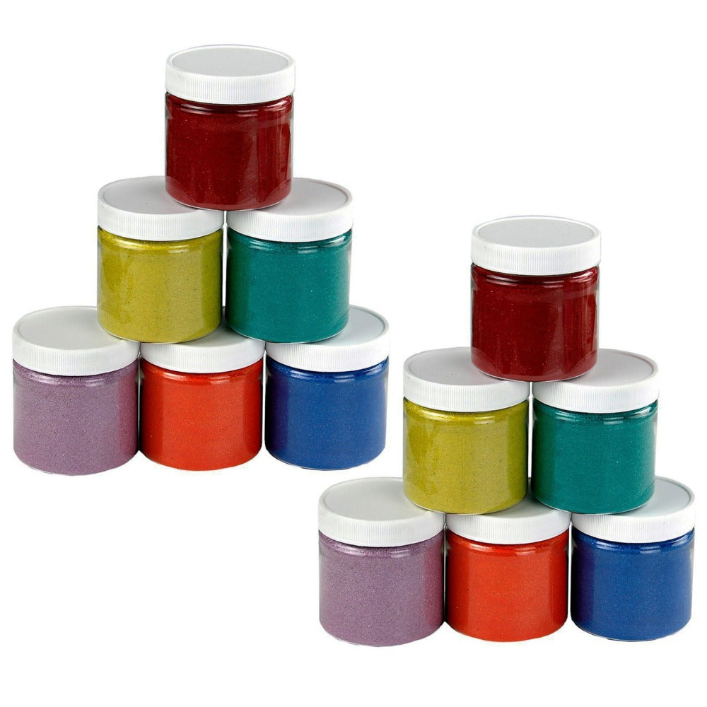 Hygloss Colored Sand, 6 Oz, Assorted Colors, 6 Jars Per Pack, Set Of 2 Packs