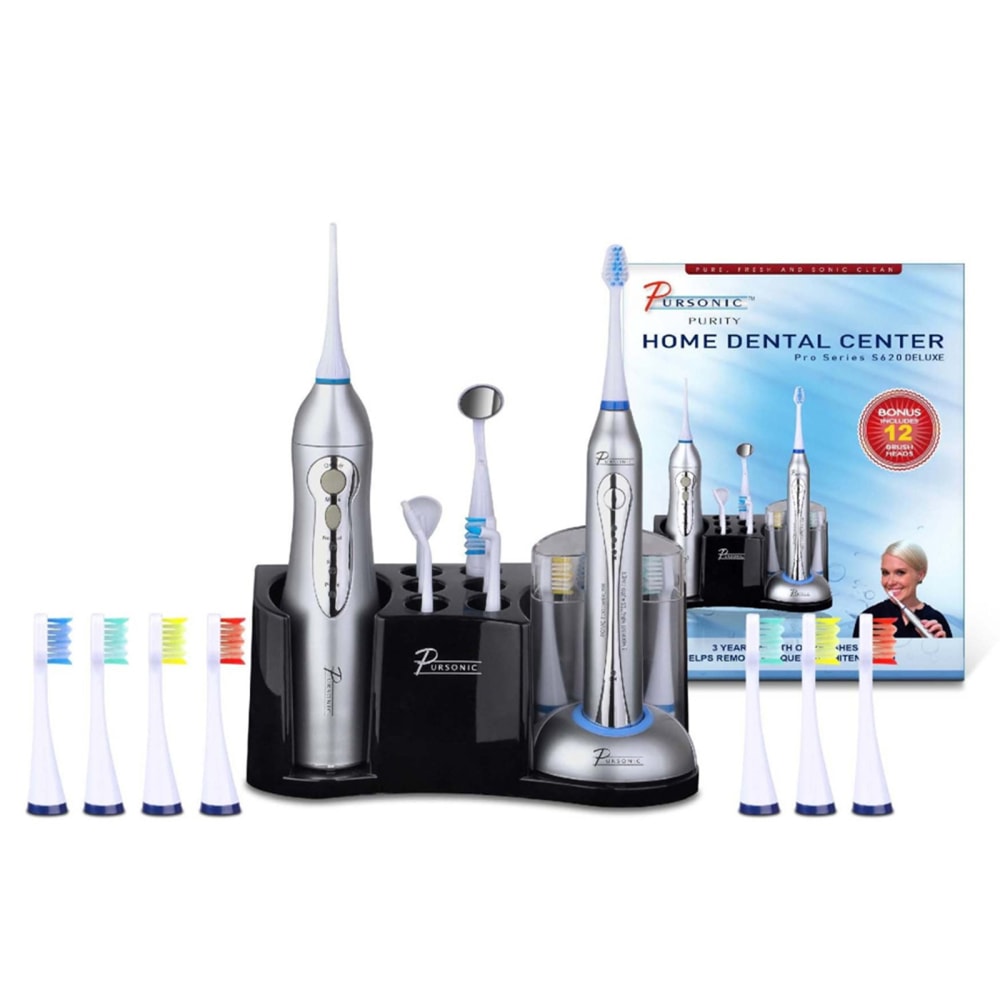 Pursonic Deluxe Home Dental Center Sonic Toothbrush With Oral Irrigator, 7inH x 1/2inW x 1/2inD, Black