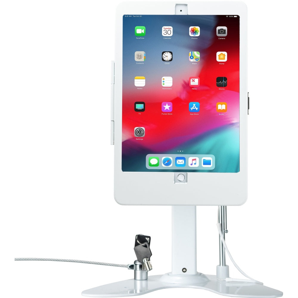 CTA Digital Dual Security Kiosk Stand with Locking Case and Cable for iPad 10.2 (Gen. 7), iPad Air 3 and iPad Pro 10.5 (White) - 10.2in to 10.5in Screen Support