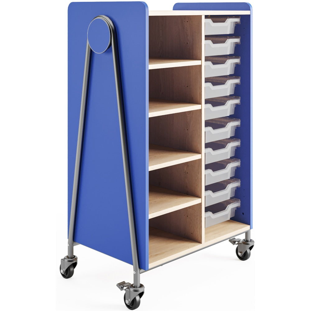 Safco Whiffle Double-Column 10-Drawer Storage Cart, 48inH x 30inW x 19-3/4inD, Spectrum Blue