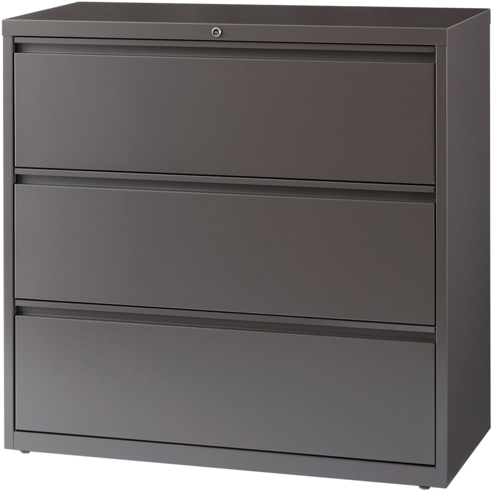 Lorell 42inW x 18-5/8inD Lateral 3-Drawer File Cabinet, Medium Tone Gray