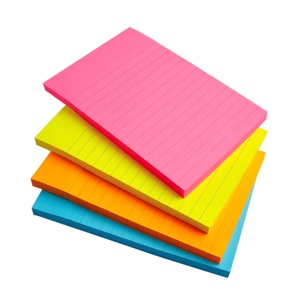 Office Depot Brand Sticky Notes, 4in x 6in, Assorted Vivid Colors, 100 Sheets Per Pad, Pack Of 8 Pads