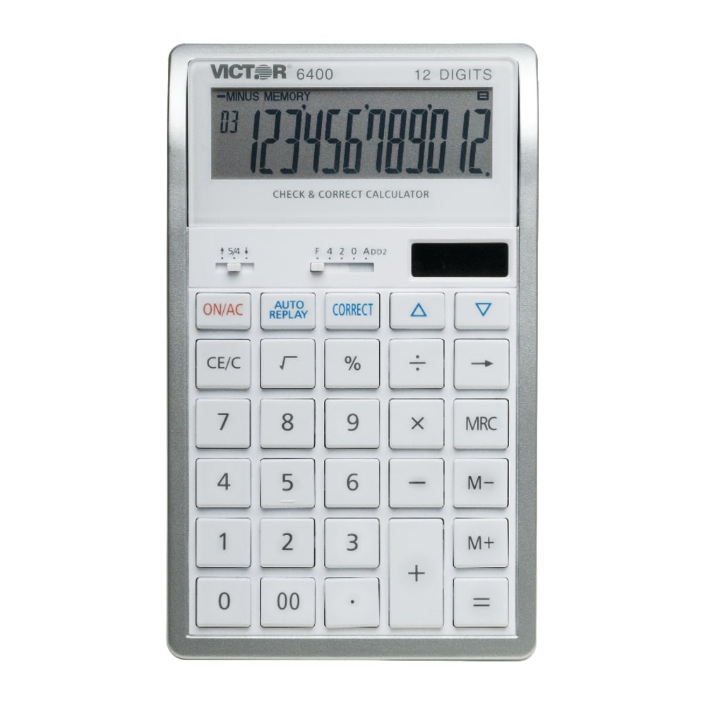 Victor 6400 12-Digit Desktop Calculator, White/Silver