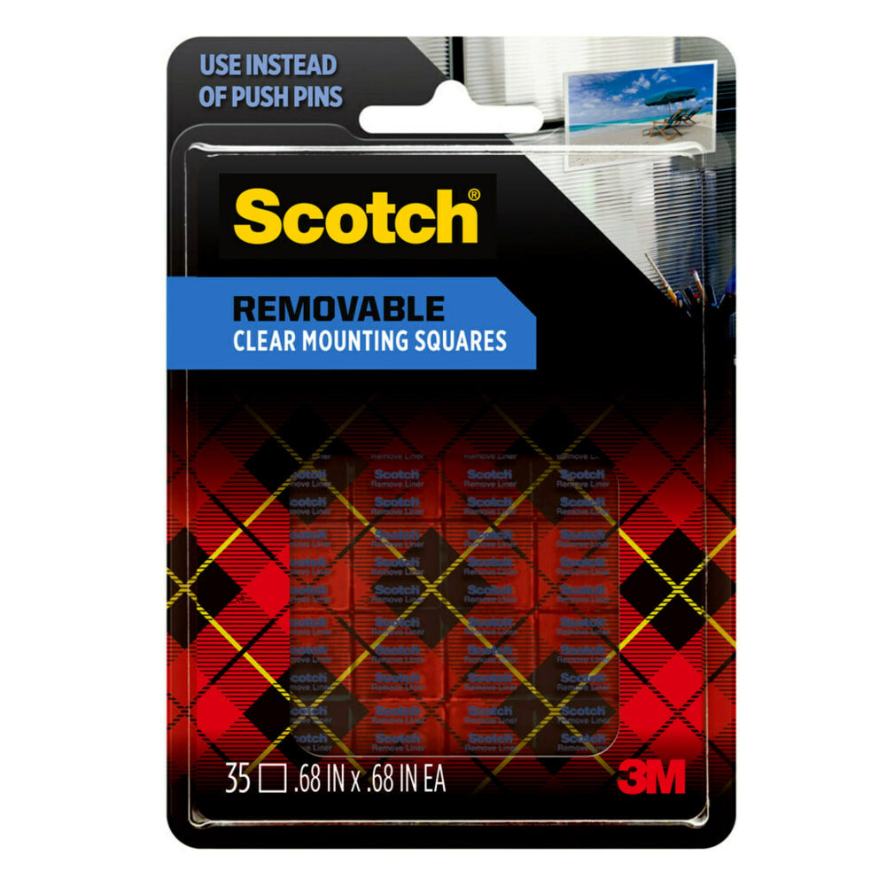 Scotch Removable Wall Mounting Tabs, 11/16in x 11/16in, Clear, Box Of 35