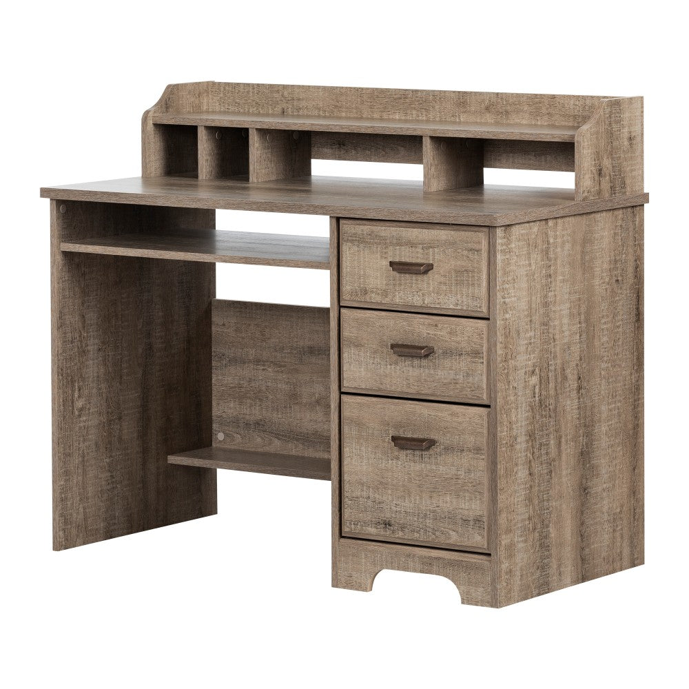 South Shore Versa 45inW Computer Desk With Hutch, Weathered Oak