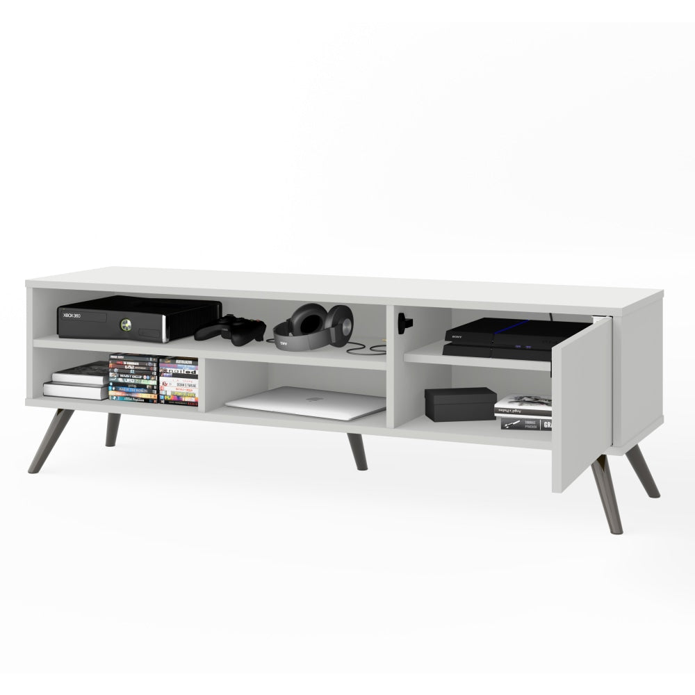 Bestar Krom TV Stand With Metal Legs For 60in TVs, 17-1/8inH x 53-1/2inW x 14-1/2inD, White