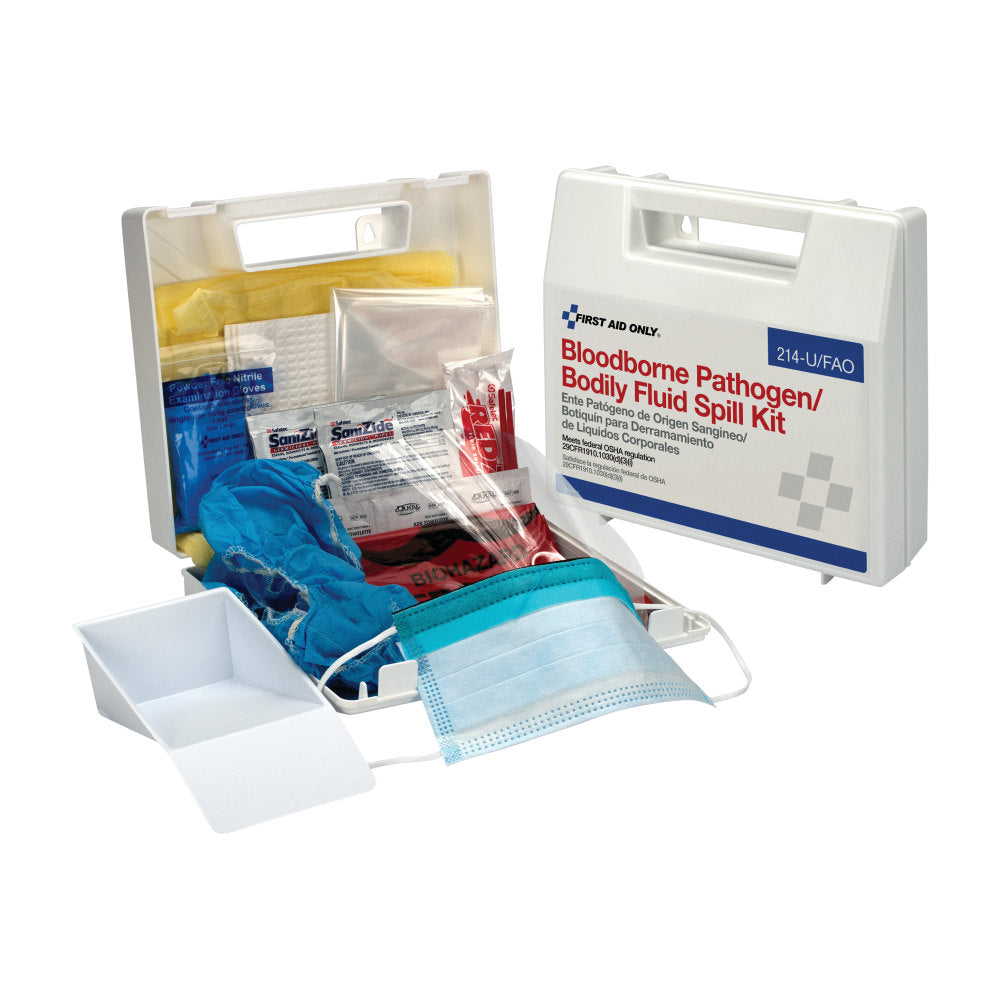 First Aid Only Blood Borne Pathogen Spill Cleanup Kit, 8inH x 2-1/2inW x 9inD