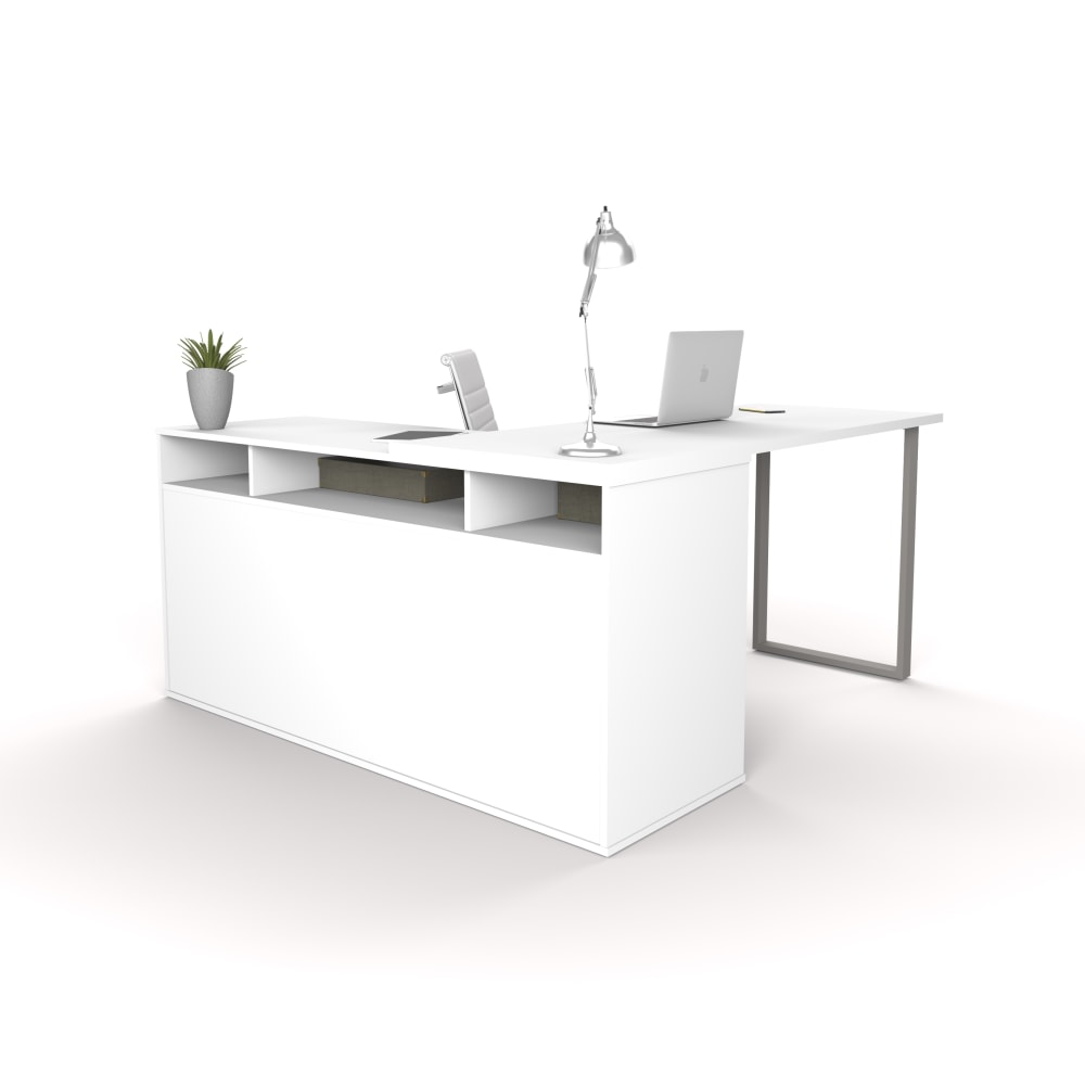 Bestar Solay 60inW L-Shaped Corner Desk, White