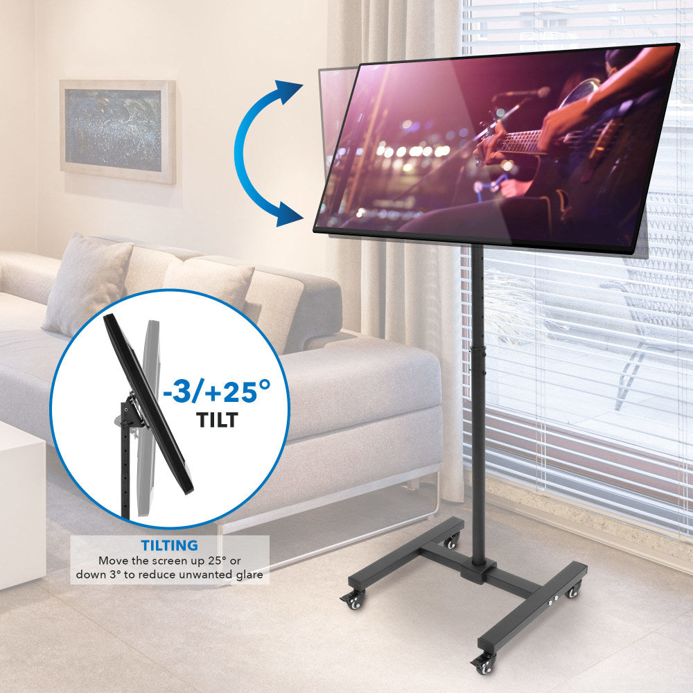 Mount-It! MI-1879 Rolling TV Floor Stand, 54inH x 20inW x 18inD, Black