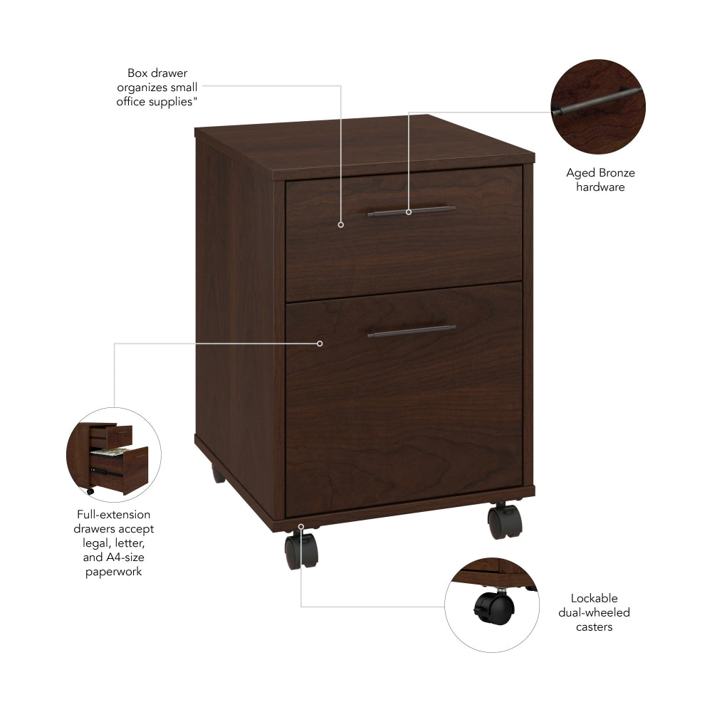 Bush Business Furniture Key West 15-3/4inD Vertical 2-Drawer Mobile File Cabinet, Bing Cherry, Delivery