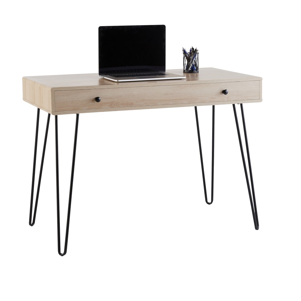 Realspace Callay 42inW Writing Desk, Blonde Oak/Black