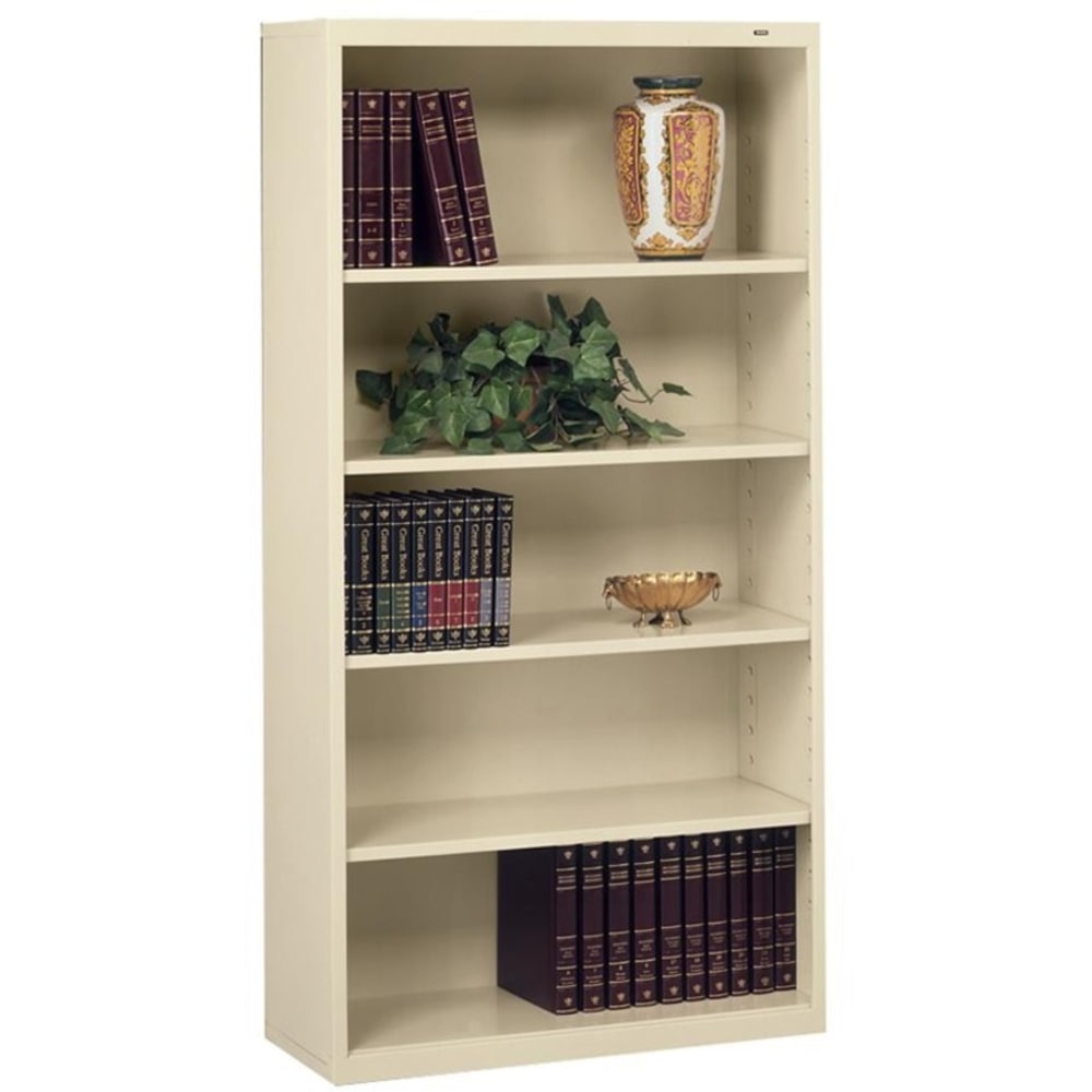 Tennsco Metal 66inH 5-Shelf Bookcase, Putty