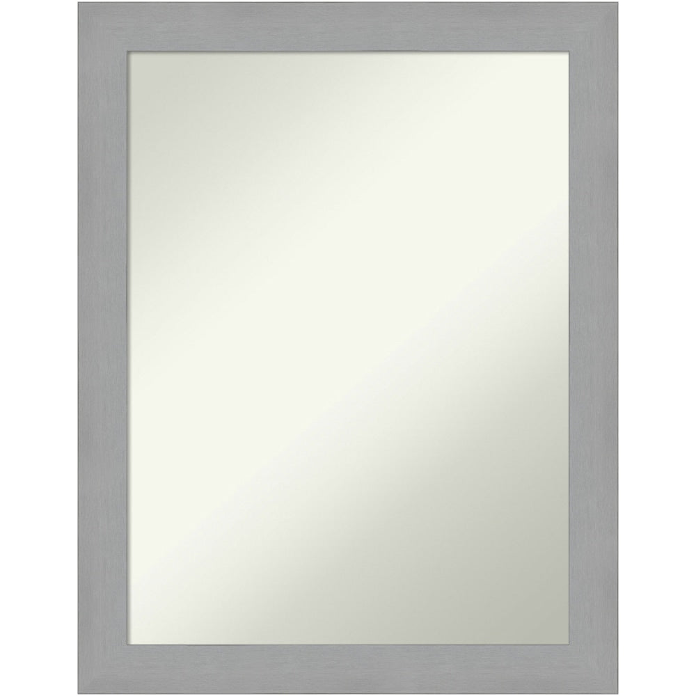 Amanti Art Non-Beveled Rectangle Framed Bathroom Wall Mirror, 27-1/2in x 21-1/2in, Brushed Nickel