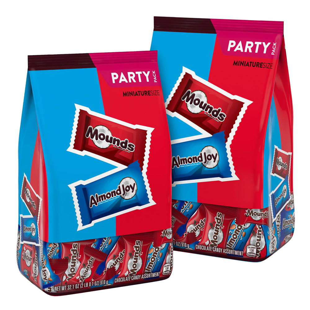 Hersheys Almond Joy And Mounds Miniatures Candy Party Packs, 32.1 Oz, Case Of 2 Packs