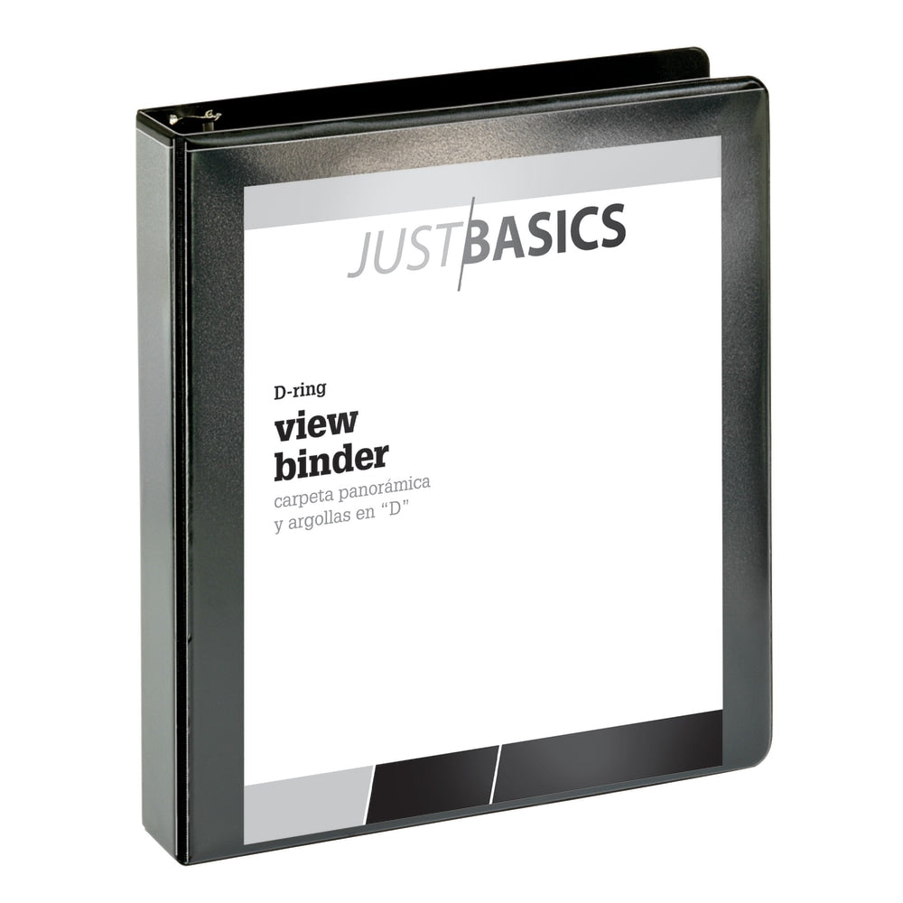 Just Basics Basic View 3-Ring Binder, 1 1/2in D-Rings, Black