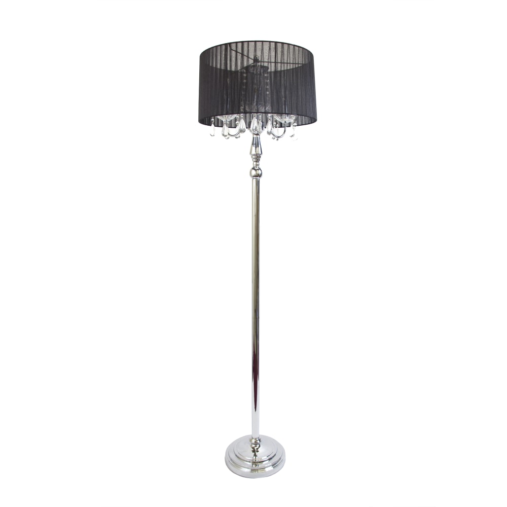 Elegant Designs Sheer Shade Floor Lamp, 61 1/2in, Black Shade/Chrome Base