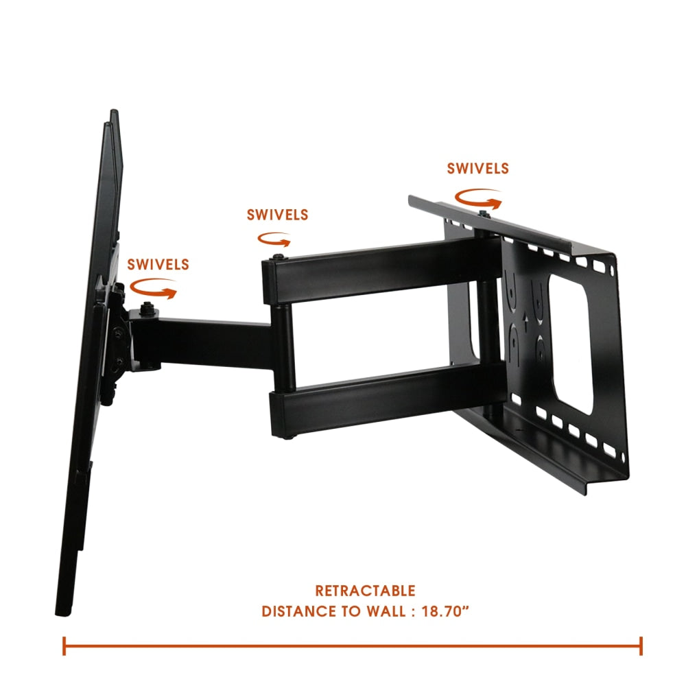 MegaMounts Full Motion Wall Mount For 32 - 70in TVs, 3inH x 26inW x 19inD, Black