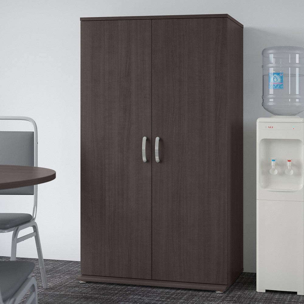 Bush Business Furniture Universal Tall Storage Cabinet With Doors And Shelves, Storm Gray, Standard Delivery