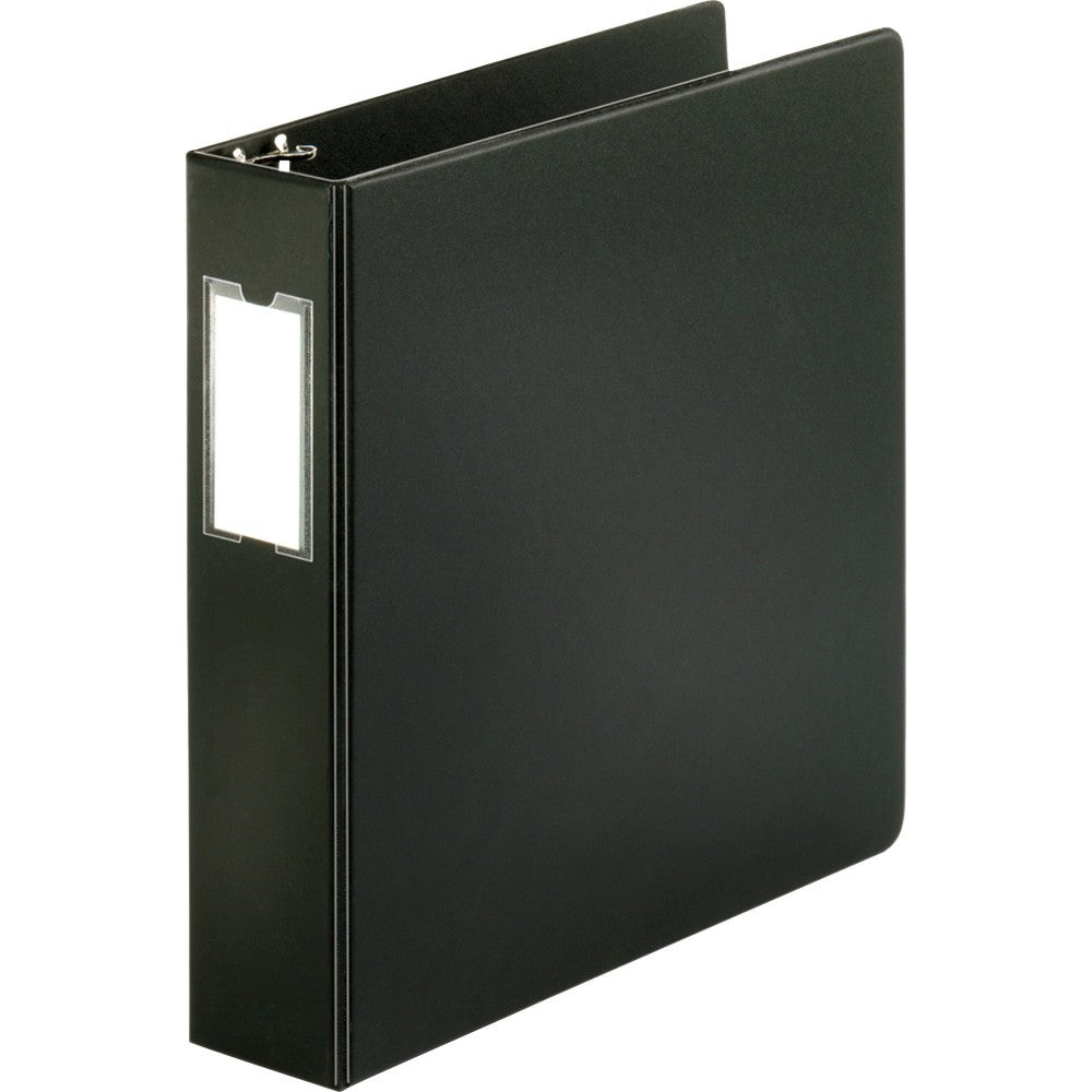 Business Source Basic 3-Ring Binder, 2in Round Rings, Black