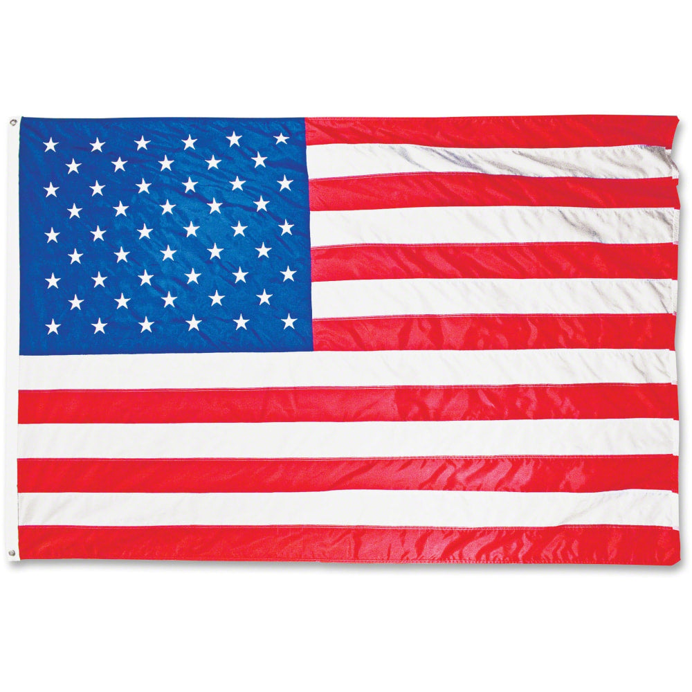 Advantus Heavyweight Nylon Outdoor U.S. Flag - United States - 96in x 60in - Heavyweight, Grommet, Durable - Nylon, Brass - Red, White, Blue