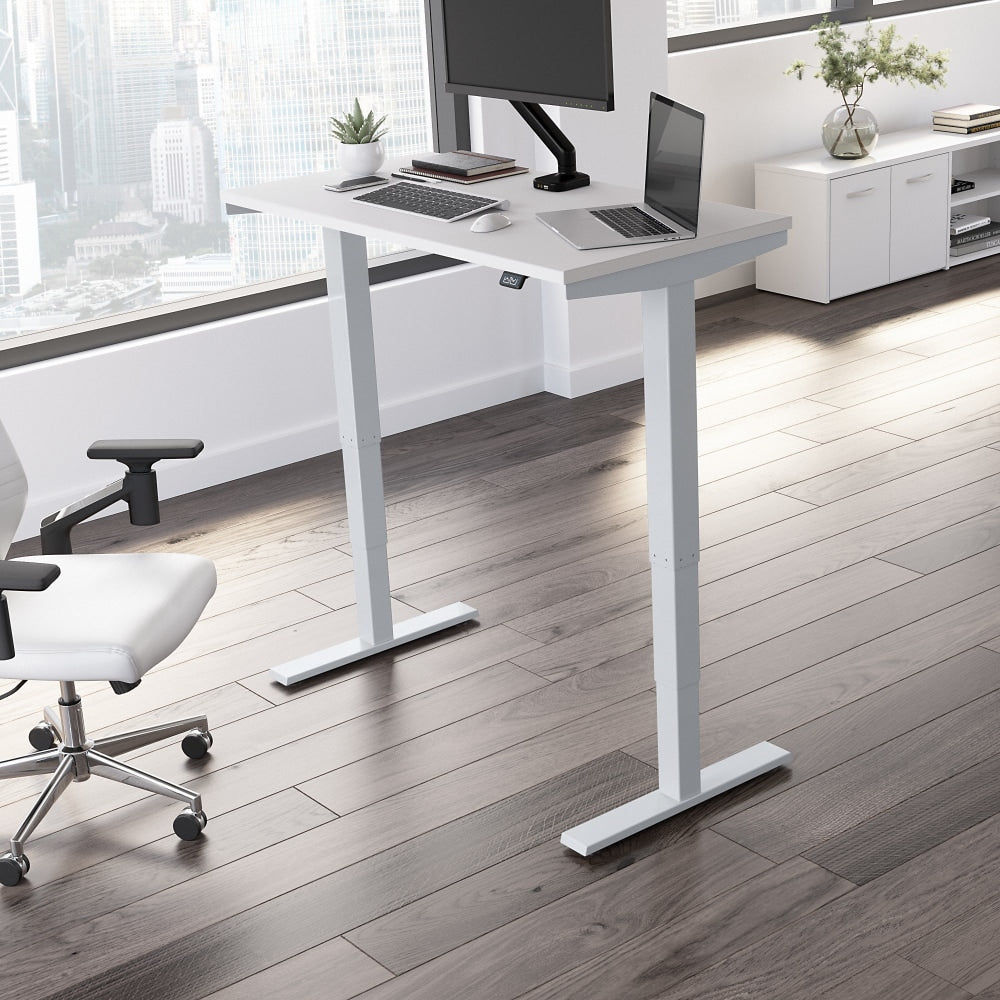 Move 40 Series by Bush Business Furniture Electric 48inW Height-Adjustable Standing Desk, 48in x 24in, White/Cool Gray Metallic, Standard Delivery