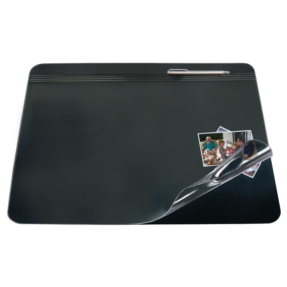 Realspace Overlay Desk Pad With Antimicrobial Treatment, 19in x 24in, Black/Clear