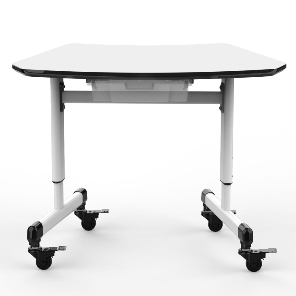 Luxor MBS 29inW Height-Adjustable Trapezoid Student Desk With Drawer, White/Gray