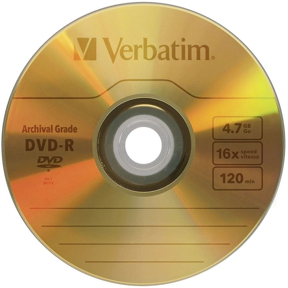 Verbatim UltraLife Archival Grade Gold DVD-R, Pack Of 5