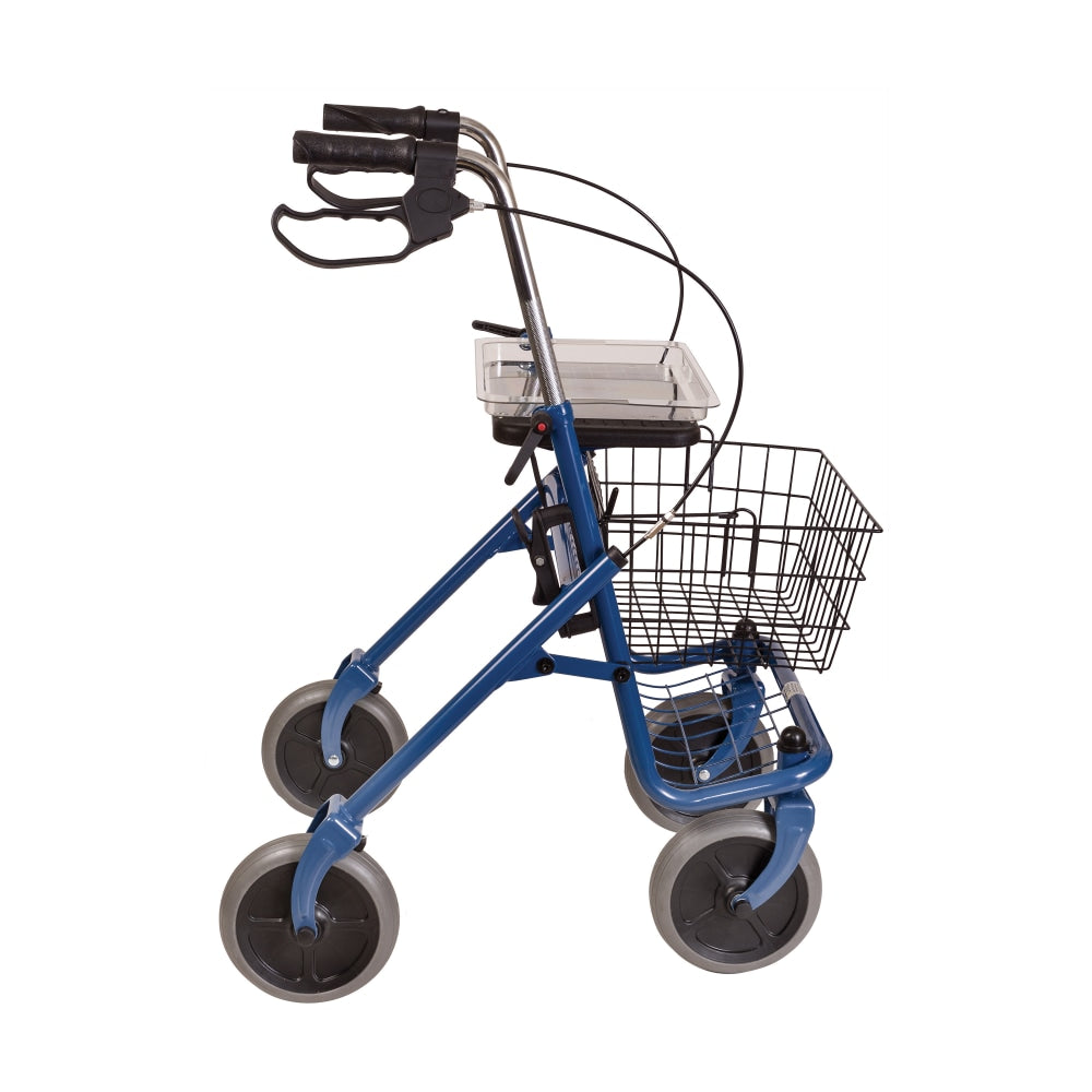 DMI Classic Adjustable Steel Folding Rollator Walker, 38inH x 23inW x 29 1/2inD, Blue