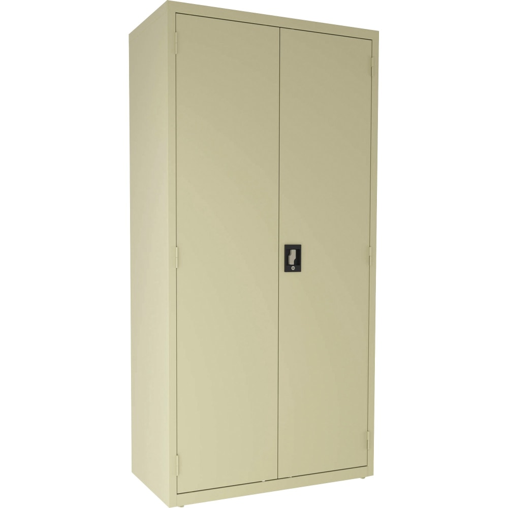 Lorell Fortress 4-Shelf Steel Janitorial Cabinet, 72inH x 36inW x 18inD, Putty