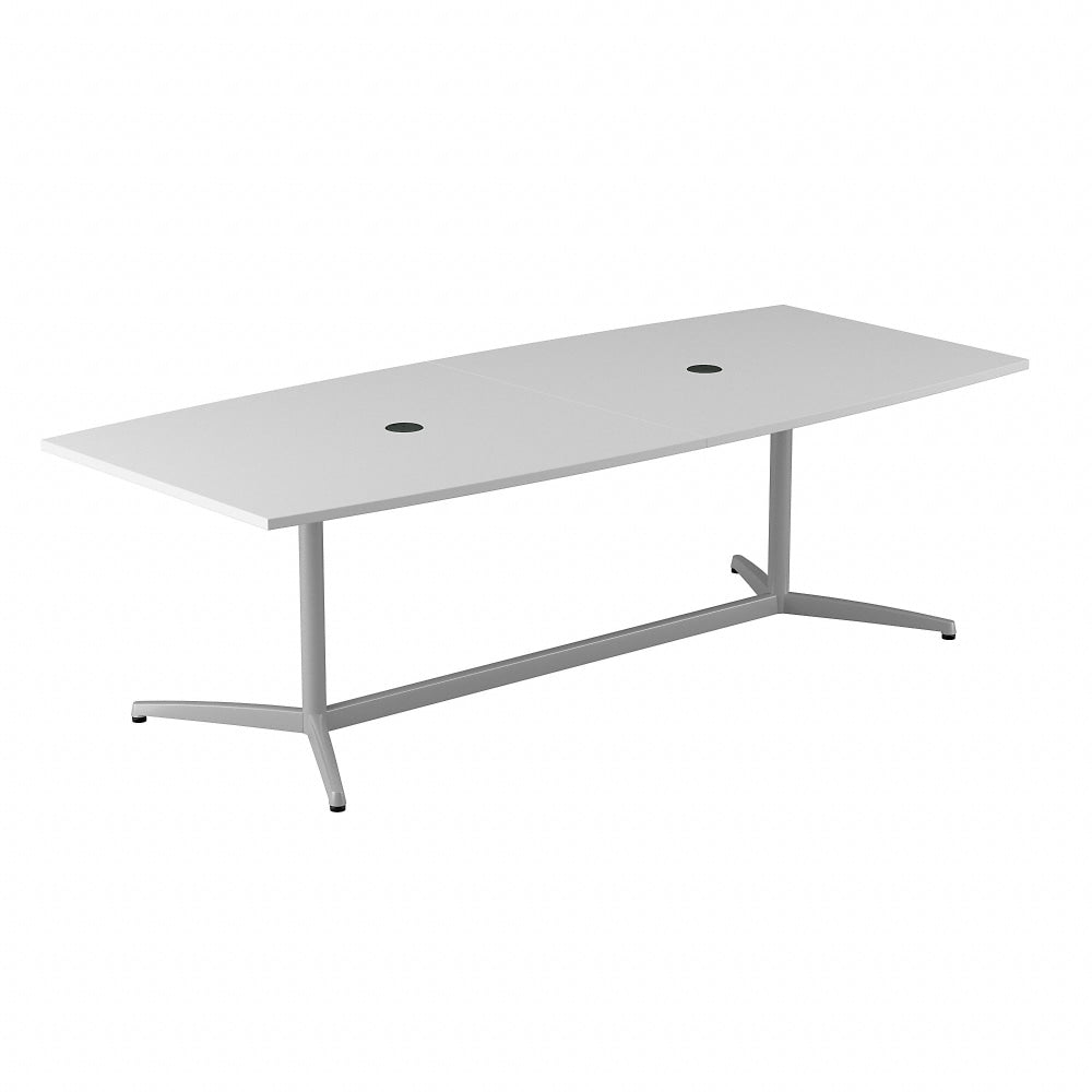 Bush Business Furniture 96inW x 42inD Boat-Shaped Conference Table With Metal Base, White, Standard Delivery