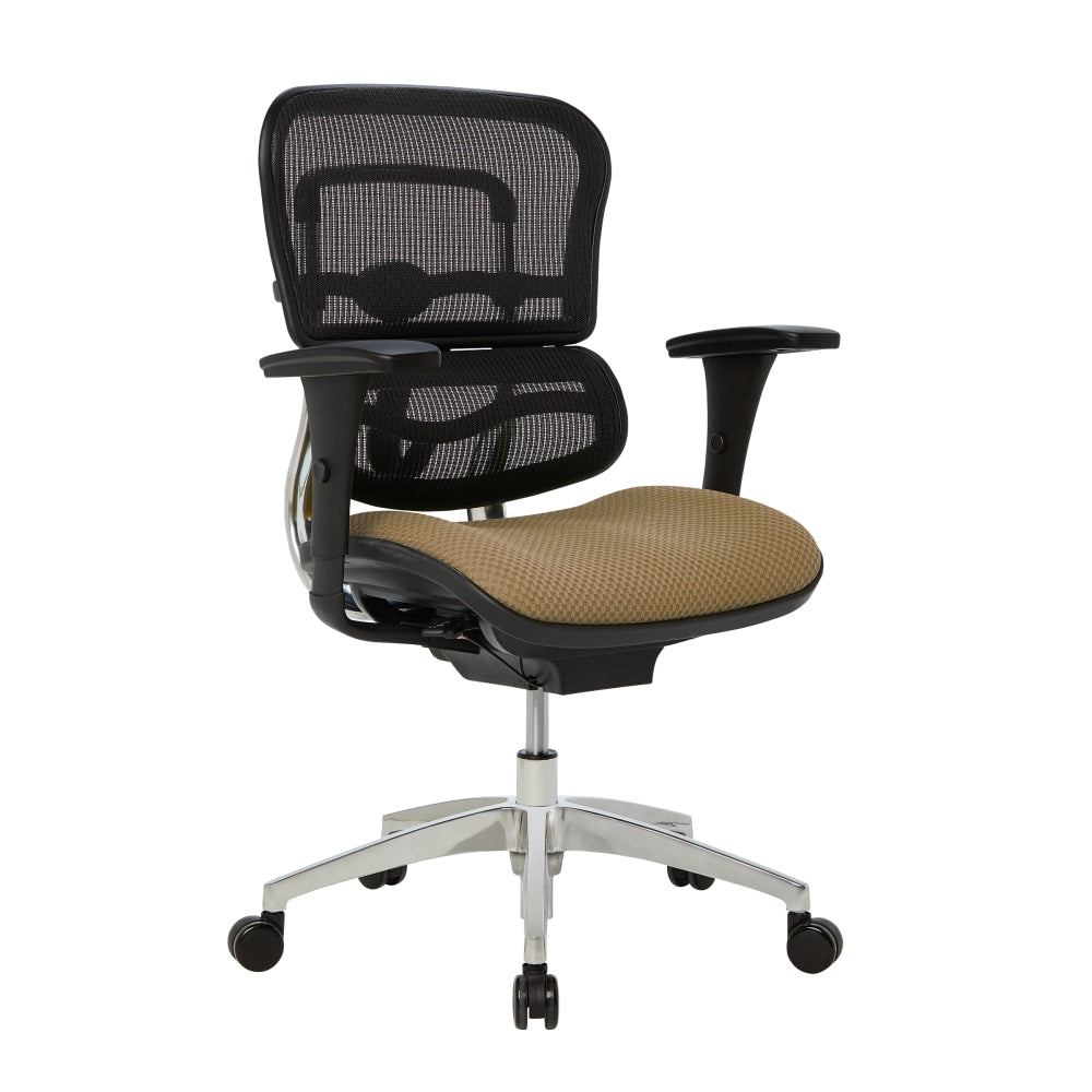 WorkPro 12000 Series Ergonomic Mesh/Premium Fabric Mid-Back Chair, Black/Beige, BIFMA Compliant