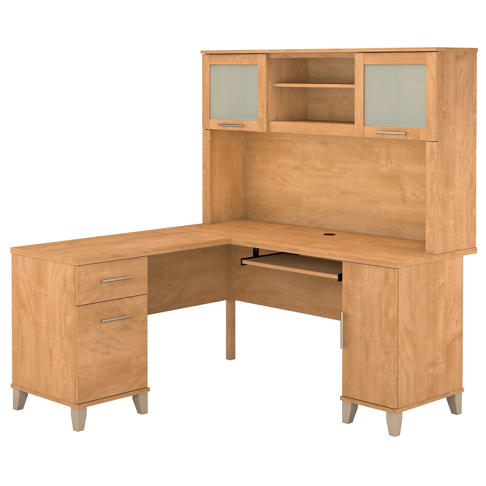 Bush Furniture Somerset L Shaped Desk With Hutch, 60inW, Maple Cross, Standard Delivery