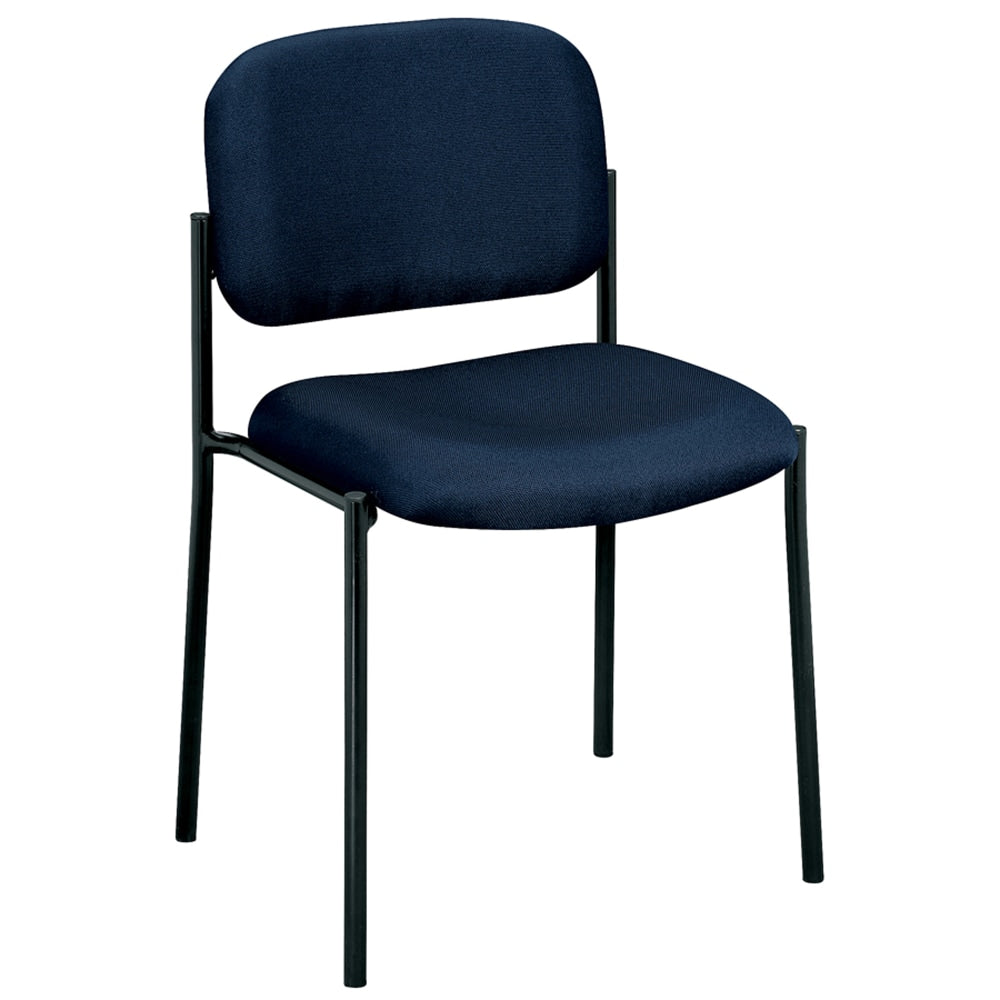 HON Fabric Stacking Guest Chair With Leg Base, Black/Navy Blue