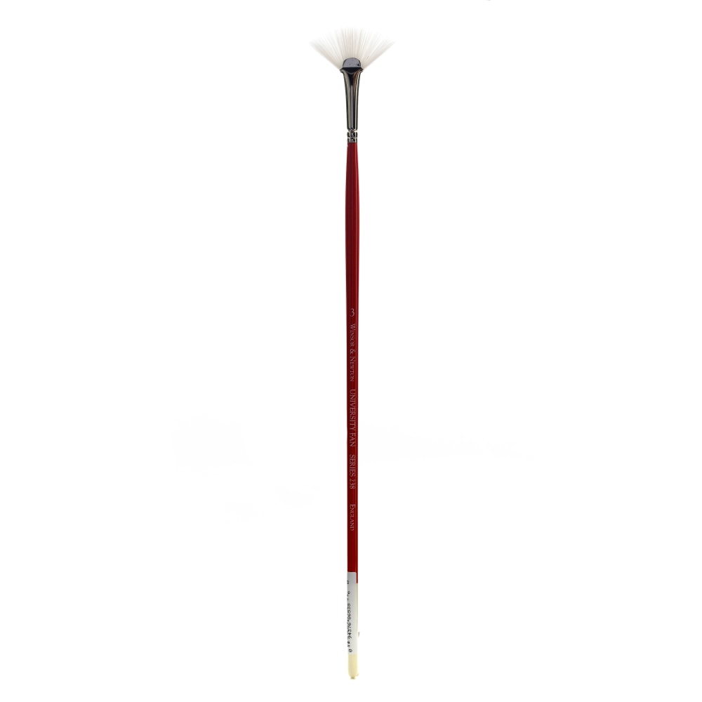 Winsor & Newton University Series Long-Handle Paint Brush 238, Size 3, Fan Bristle, Red