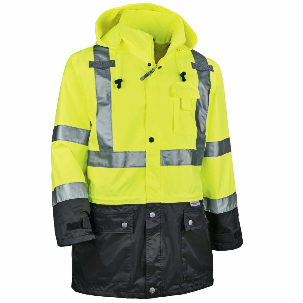 Ergodyne GloWear 8365BK Type-R Class 3 Rain Jacket, X-Large, Black/Lime