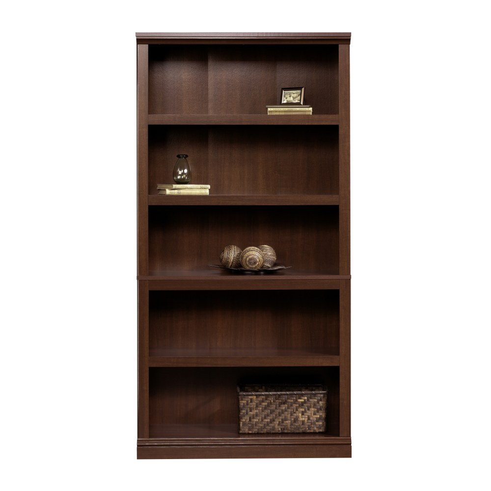 Sauder Select 69 13/16inH 5-Shelf Transitional Bookcase, Cherry/Dark Finish, Standard Delivery